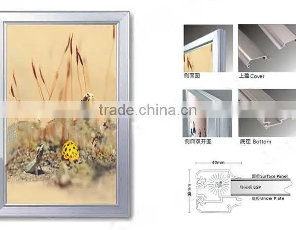 China Xindongrui Aluminum Factory High Quality Aluminum Extrusion Profile for Four Sides Opening Ultra Thin Lightbox Frames photo-2