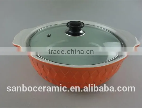 AB Grade Wholesale Stock Glazed Ceramic Casserole With Glass Lid,soup&stock Pot photo-6