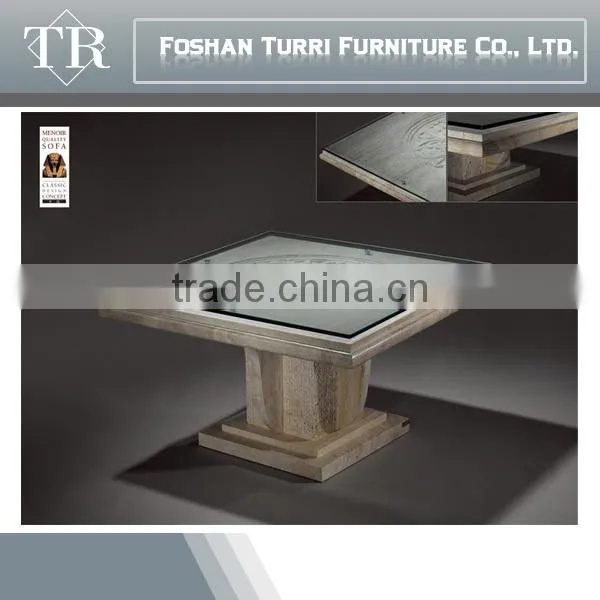 Modern Glass Top White Marble Travertine Coffee Table for Home Used photo-5