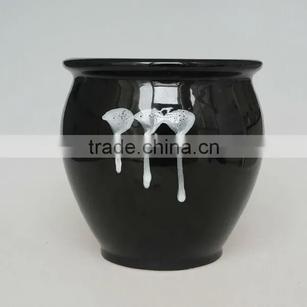 Ceramic Black Hand Painted Korean Kimchi Pot photo-3
