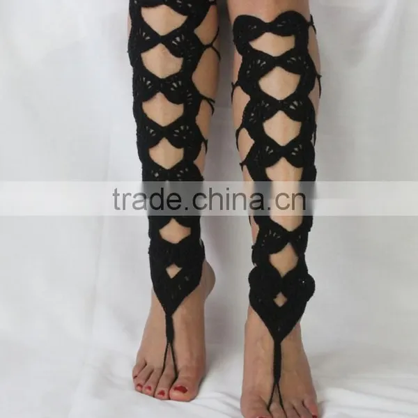 Crochet Cotton Barefoot Sandals Foot Anklet Bracelet Ankle Chain Beach,Barefoot Gladiators Sandals photo-6