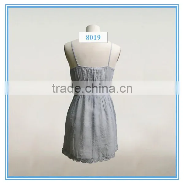 Girl's Sexy Spaghetti Strap Dress Grey Lace Hem Slip Midi Dress photo-2