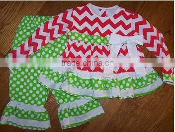 Christmas Clothing Sets Baby Girls Candy Top Pants Sets Kids Chevron Christmas Boutique Outfits photo-6