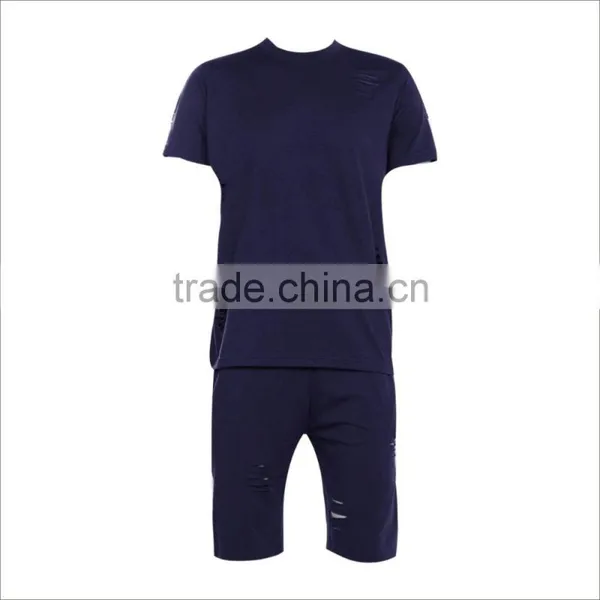 Guangzhou Custom Logo and Print Shorts And T Shirt Summer Broken Hole Tacksuit photo-2
