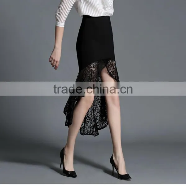 2016 Elegant Fashion Oem High Waist Fomal Skirts Women Latest Long Skirt Design for Wholesale photo-3