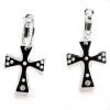 Chic Earrings Black Cross Crystal Pendant Silver Beads