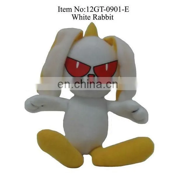 DADA Devil:plush White Rabbit With Long Ears,evil Eyes and Yellow Horn