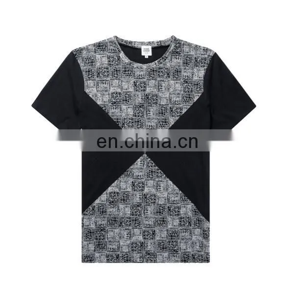 Panneled 100%cotton Mens Fashion T-shirt 2015 Short Sleeve T-shirts With Printed Pannels photo-2