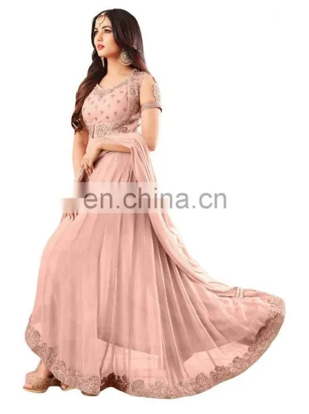 Women Occasion Party Wear Semi Stitched Georgette Anarkali Suit Dress Material 2017 photo-2