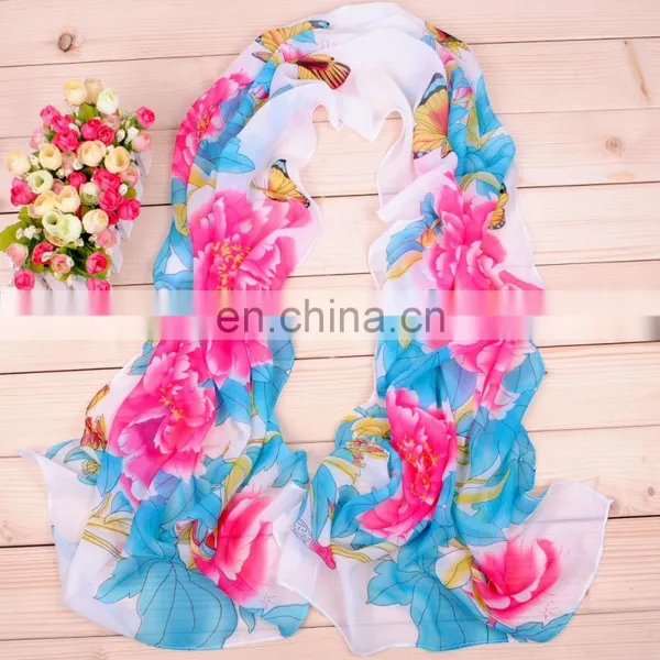Wholesale New Design Fashion Printing Flora Chiffon Scarf photo-2
