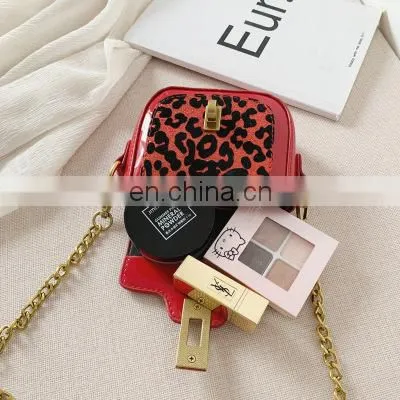 2020 Spring PU Leather Cross Body Handbag for Kids Girl Fashion Children Girl Leopard One-Shoulder Chain Bags photo-5
