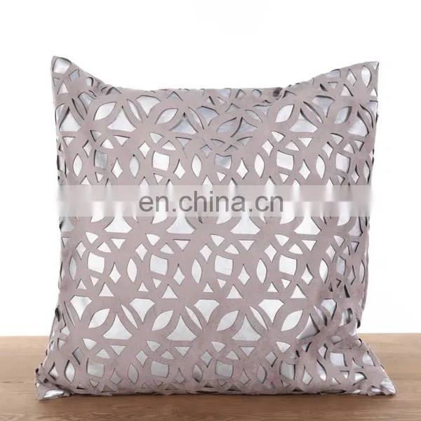 Geometric Pattern Laser Cutting for Decorative Pillow Case Home Suede Grey Decor Square Pillowcase photo-3