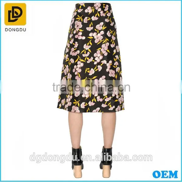 Dress Factory Flower Printing Silk Long Skirt for Young Ladies photo-2