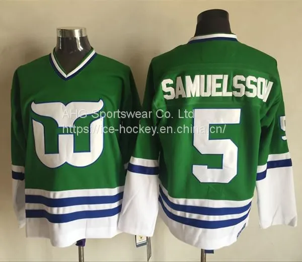 Hartford Whalers #5 Samuelsson Throwback Green Jersey