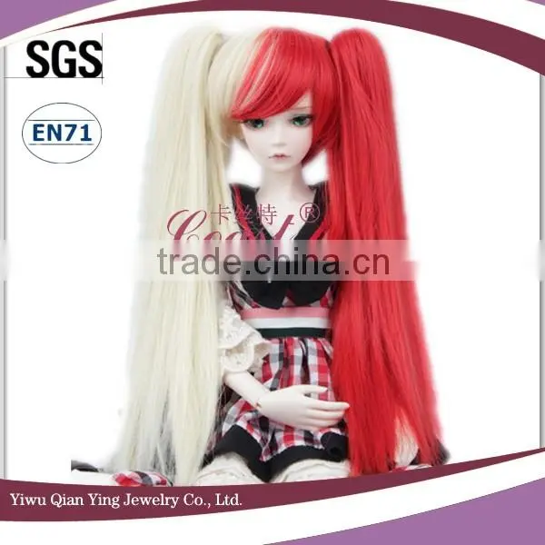 Beauty White and Red Deep Curly Deep Curly 1/3 BJD Doll Wigs With Two Clip Ponytail photo-3