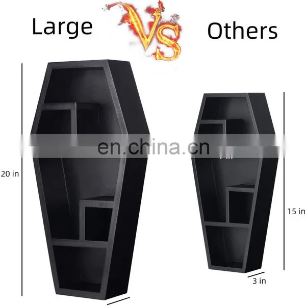 Gothic Home Decor Wooden Coffin Shelf for Display or Storage photo-5