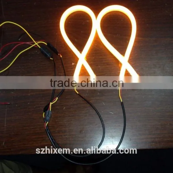 Fleixble 45cm/60cm/90cm White Yellow COB LED DRL Lights for Auto Headlights photo-5