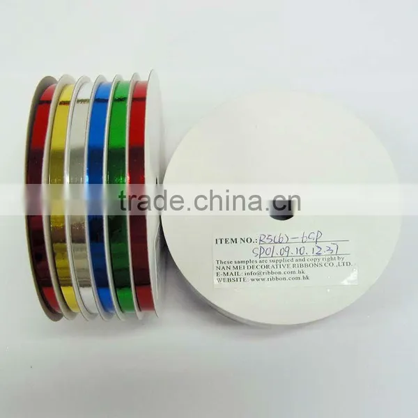 5mm*4m*6 Rolls Metallic Ribbon on White Plastic Stoll for Christmas Decorative Gift Wrapping photo-4