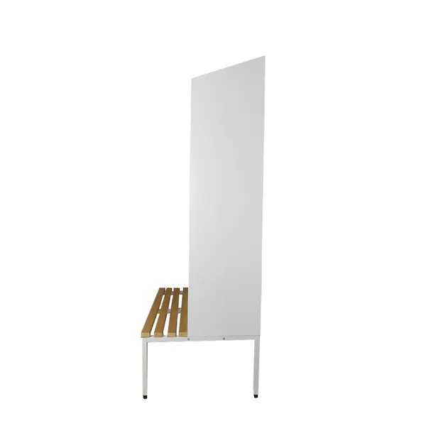 2 Doors White Metal Clothes Locker Customized Storage Cabinet Sloping Top Steel Gym Locker With Bench photo-4