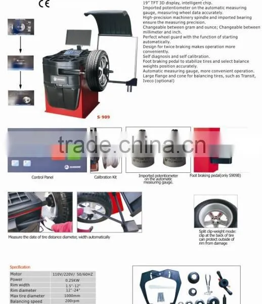 S909 Car Wheel Balancing Machine CE,with Big Screen Display photo-2