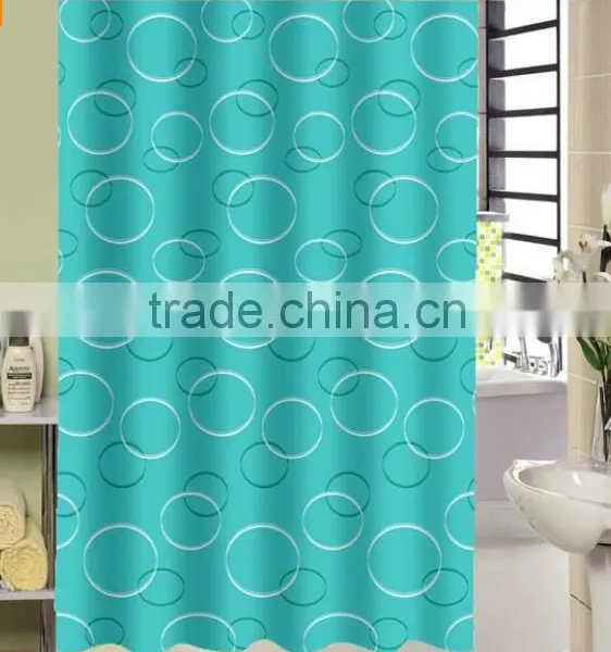 100% Polyester Green Bubbles Printed Shower Curtain for Hotel, Family, Waterproof Bath Curtain