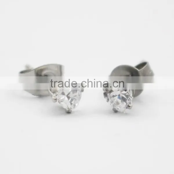 Trendy Steel Earring Studs With Clear Crystal Office Lady Stud Earring With Heart Crystal photo-4