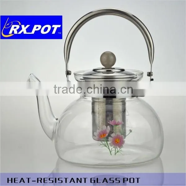 2016 New Design Gifted High Quality Borosilicate Pyrex Glass Tea Pot With Stainless Steel Infuser 1500H photo-3