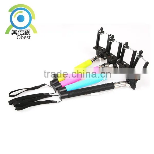 Hot Self Shooting Stick Extendable Handheld Wired Built-in Shutter Mount Holder Audio for Iphone Samsung IOS Android System