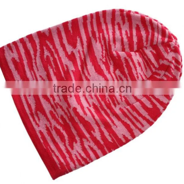 Rose and Pink Fir Zebra Knit Fashion Hat Beanie for Women