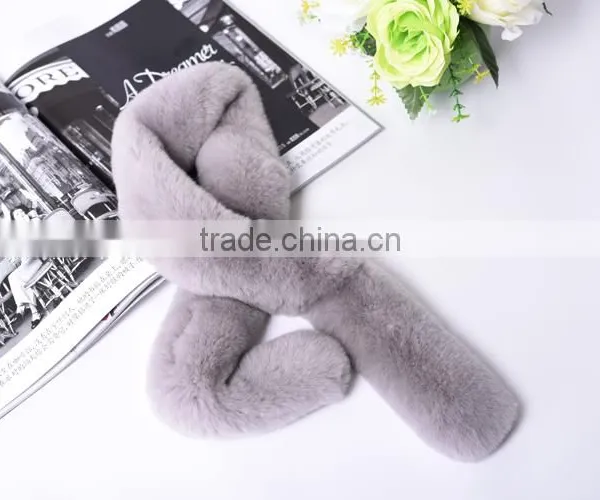 High Quality Small Size Casual Fashion Rex Rabbit Fur Scarf for Women/girls KZ160055 photo-6