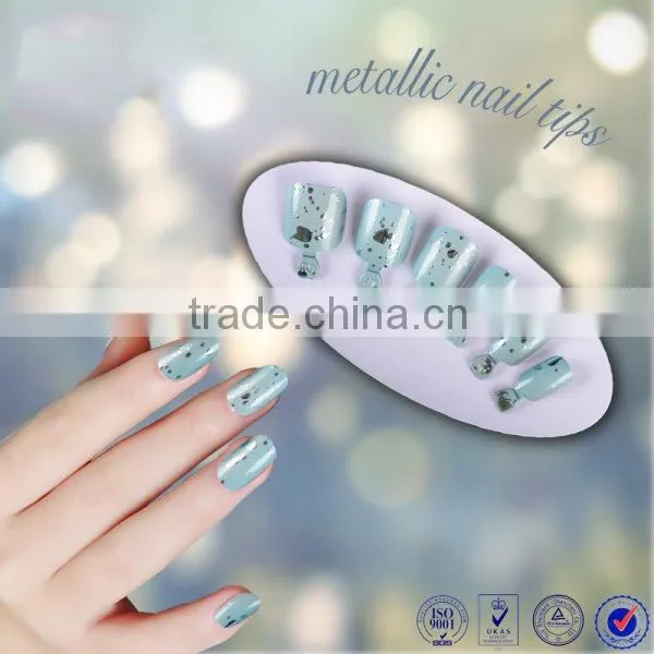 Free Samples Metallic Colored Acrylic Artificial Nail Tips Christmas Decoration Full Cover Color Manicure Fake Nail Tips Quality Choice photo-5