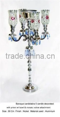 5 Arms Crystal Candelabras,80cm H Crystal Wedding Candelabras Centerpieces photo-2