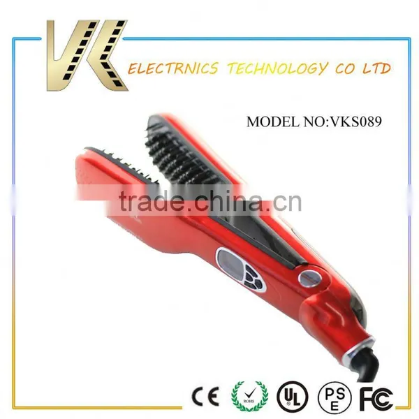 New Private Label Electric Steam Hair Brushes Tourmaline Ceramic Fast Hair Straightening Brush photo-3
