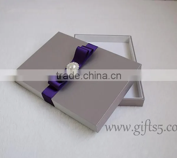 Custom Handmade Wedding Invitation Box With Pearl photo-3