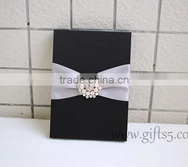 Graceful Black Silk Wedding Packaging Box for Invitation Cards photo-6