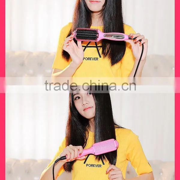Pink 3 In 1 Professional Hair Salon Equipment Electric Hair Straightener Brush With Hair Curler photo-6