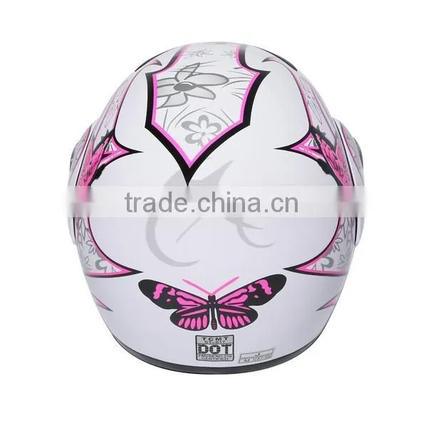 DOT Pink Butterfly Flip Up Modular Full Face Women Motorcycle Helmet Size S M L photo-3