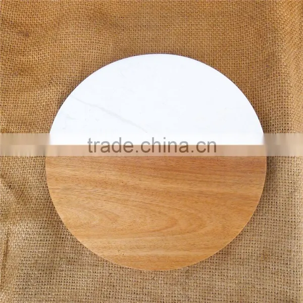 Round Stunning Marble Cheese Board With Wood photo-4