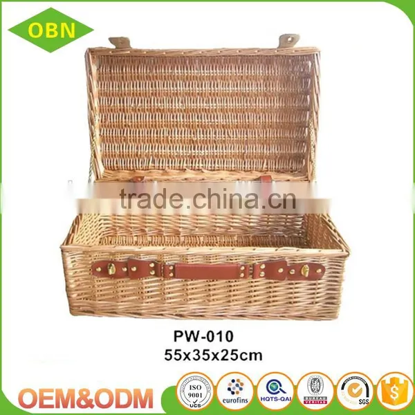 Wholesale Premium Handmade Natural Rectangular Empty Wicker Traditional Gift Hamper Basket With Lid photo-2