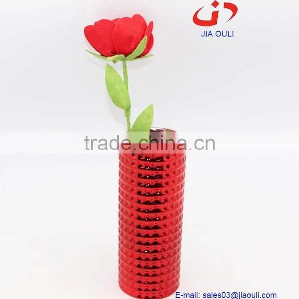 2016 Quality Round Plating Ceramic Flower Vase, Gold Vase, Red Vase photo-2
