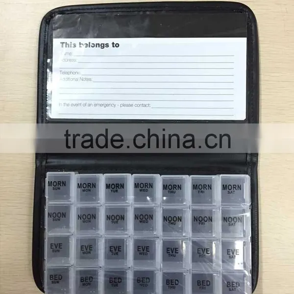 28 Transparent or Colorful Compartment Notebook Type Pill Box, PU Leather Pill Cases Pill Boxes photo-3