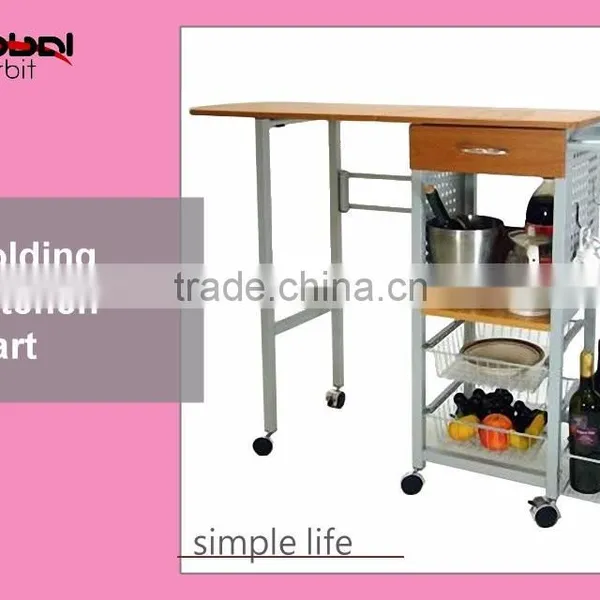 Home Furniture Wooden Dining Utility Cart Table Kitchen Trolley photo-5