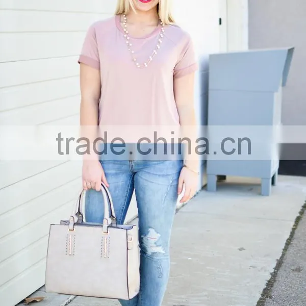 t Shirt Design 2017 Women Super Soft Lightweight Solid Short Raglan Sleeve Tops Knitwear Women photo-6