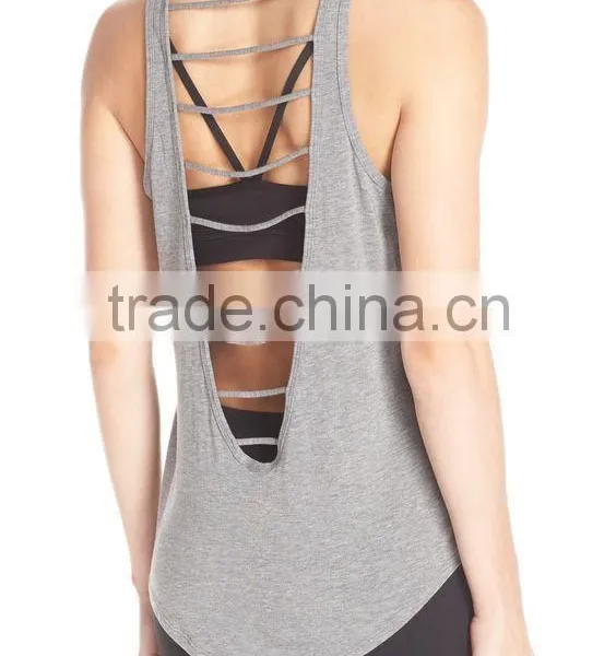 100% Polyester Dry Fit Custom Logo Printed Cheap Sexy Yoga Tank Tops photo-6