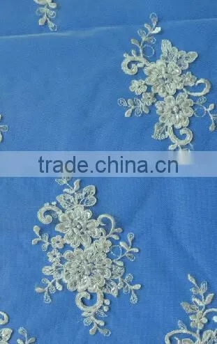 Factory Hot Sales African Lace Beaded Fabric for Wedding Dresses photo-3