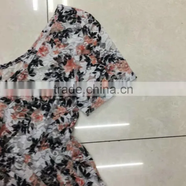Yiwu Leftover Stock Flower Full Print Ladies Lace Tops photo-3