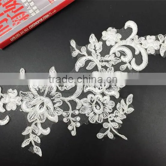 Wedding Flower Embroidery Lace Fabric 3d Flower Wedding Dress Lace Applique photo-4