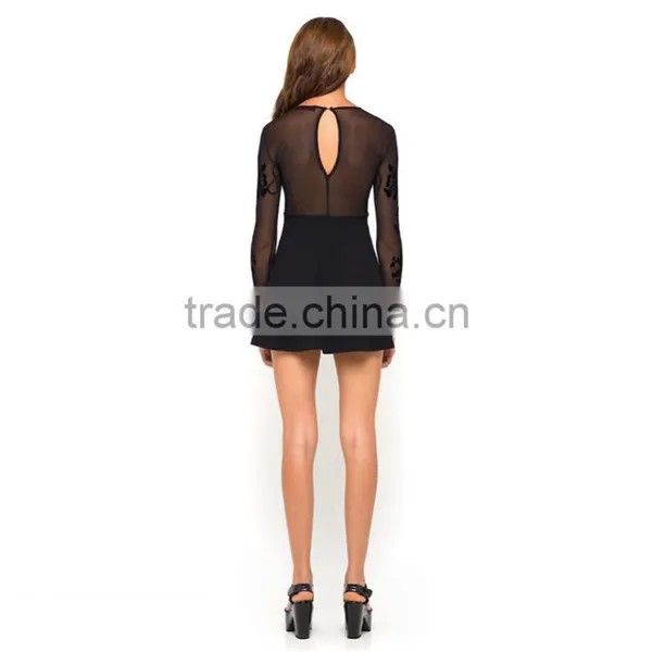 OEM Fashion Woman Long Sleeve Black Sexy Open Breast Dress photo-2