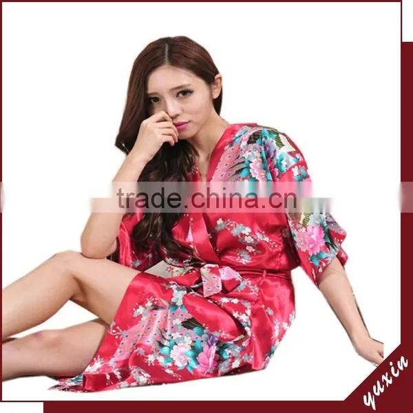 15 Colors Factory Wholesale Plus Size Peacock Women Robe Sleepwear,nightgown Silk Robes RL1-00 photo-3