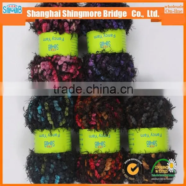 China Textile Yarn Factory Direct Wholesale Oeko Tex Certified Polyester Spun Dyed Yarn Feather Pompom Yarn for Knitting Scarf photo-5
